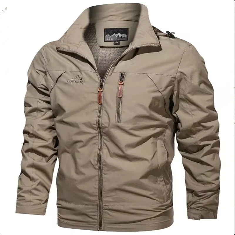 Herren Leichte wasserdichte Kapuzen-Outdoorjacke mit Brusttasche und verstellbaren Bündchen Drune