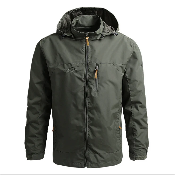 Herren Leichte wasserdichte Kapuzen-Outdoorjacke mit Brusttasche und verstellbaren Bündchen Drune