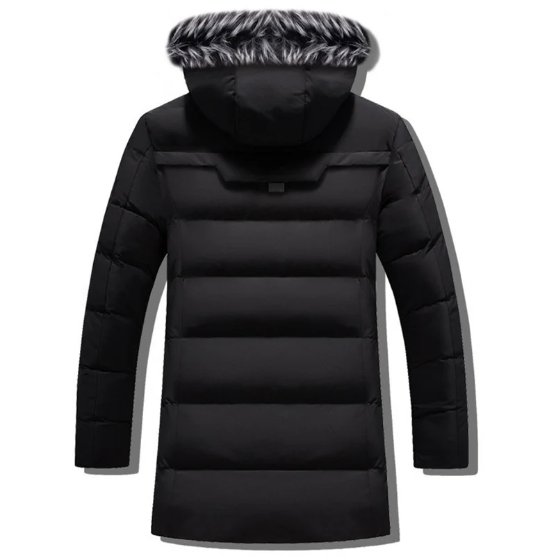 Herren Langer Thermo-Parka mit Kunstfellkapuze, Chevron-Steppung und Fleece-Innenfutter Drune