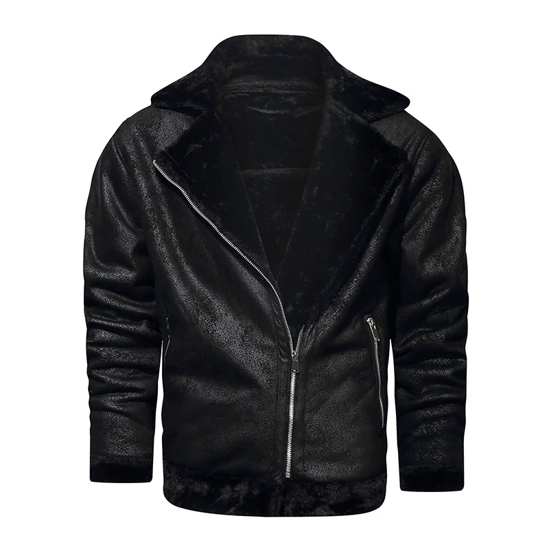 Herren Lammfellimitat-Fliegerjacke mit kuscheligem Kunstfellfutter Drune