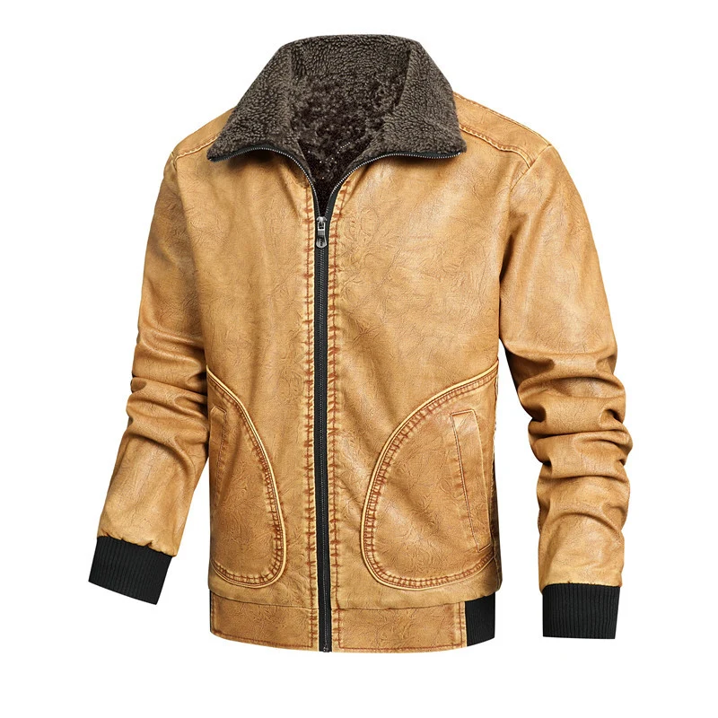Herren Kunstleder-Blouson mit Sherpa-Kragen und Thermo-Innenfutter Drune