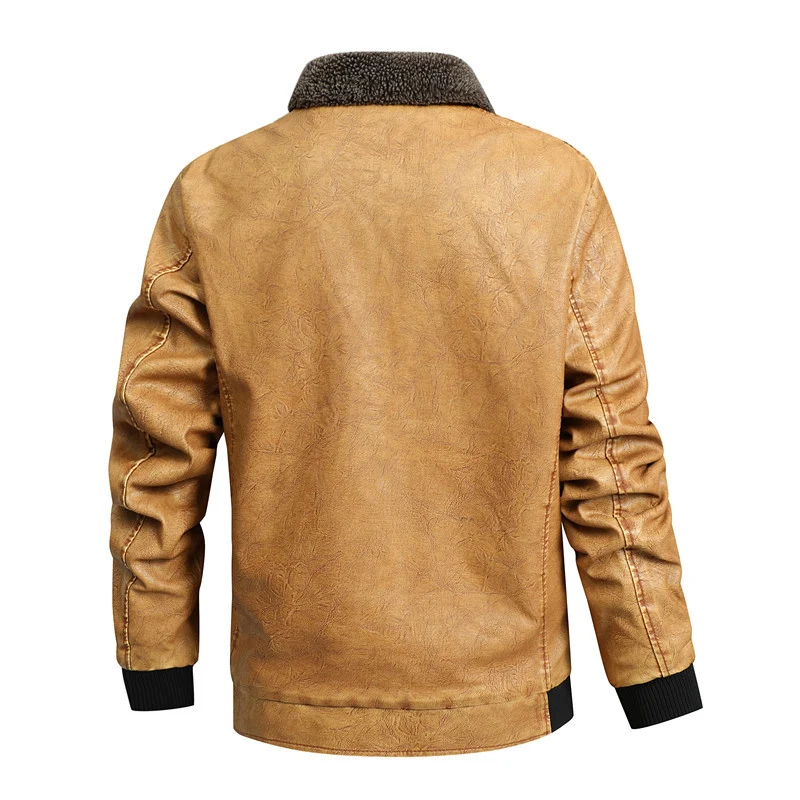 Herren Kunstleder-Blouson mit Sherpa-Kragen und Thermo-Innenfutter Drune