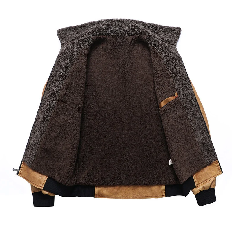 Herren Kunstleder-Blouson mit Sherpa-Kragen und Thermo-Innenfutter Drune