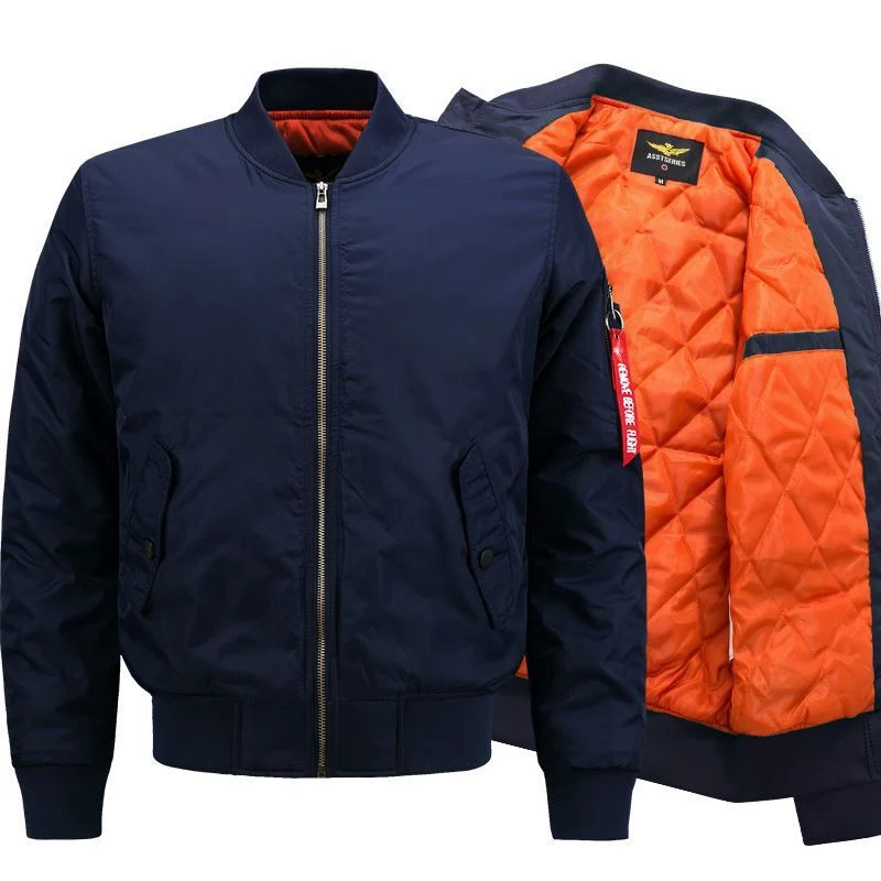 Herren Klassische MA-1 Fliegerjacke mit gesteppter Thermoisolierung und Ärmel-Tasche Drune