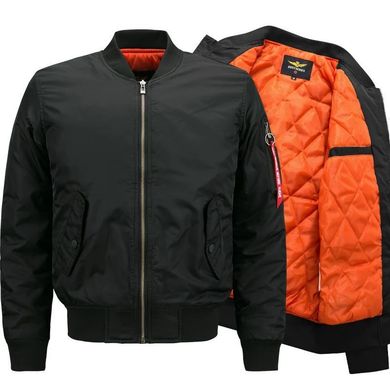 Herren Klassische MA-1 Fliegerjacke mit gesteppter Thermoisolierung und Ärmel-Tasche Drune
