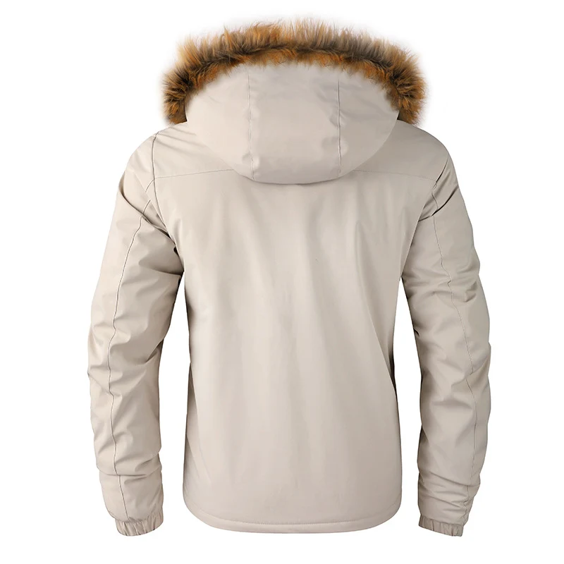 Herren Isolierter Outdoor-Parka mit Kunstfellbesatz, Multifunktions‑Taschen und Fleece‑Innenfutter Drune