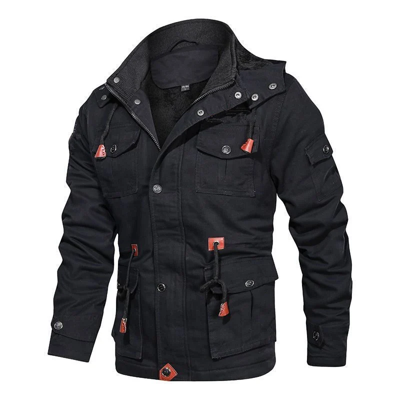 Herren Gefütterte Canvas-Utility-Parka mit Teddyfleece-Innenfutter und Mehrfachtaschen Drune