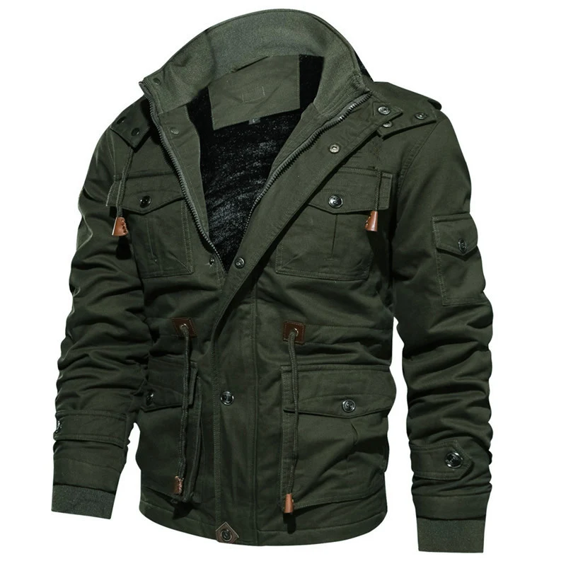 Herren Gefütterte Canvas-Utility-Parka mit Teddyfleece-Innenfutter und Mehrfachtaschen Drune