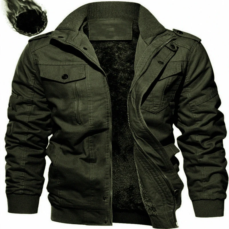 Herren Gefütterte Canvas-Fieldjacke mit Teddyfutter und Schulterklappen Drune