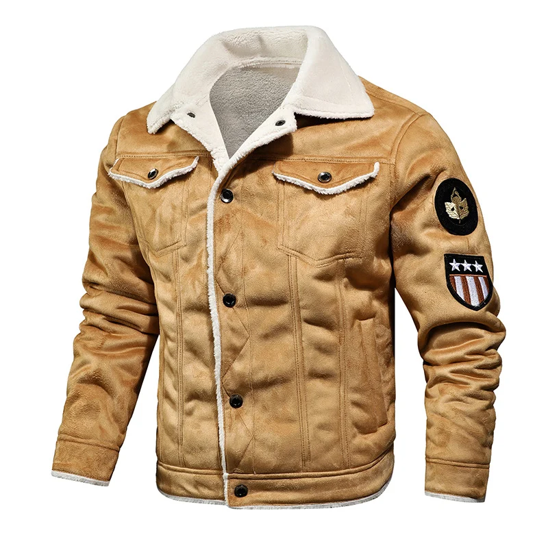 Herren Fliegerjacke mit Lammfelloptik und Sherpa-Futter Drune