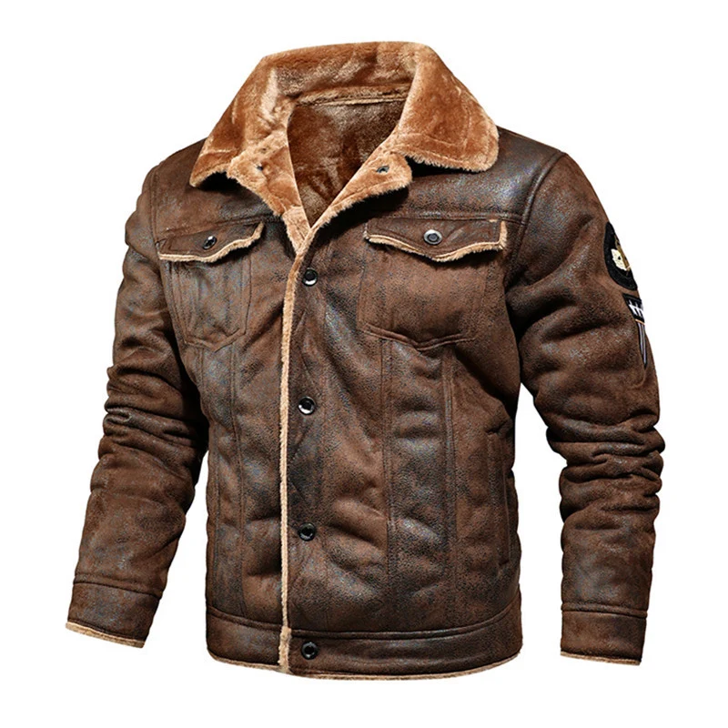 Herren Fliegerjacke mit Lammfelloptik und Sherpa-Futter Drune