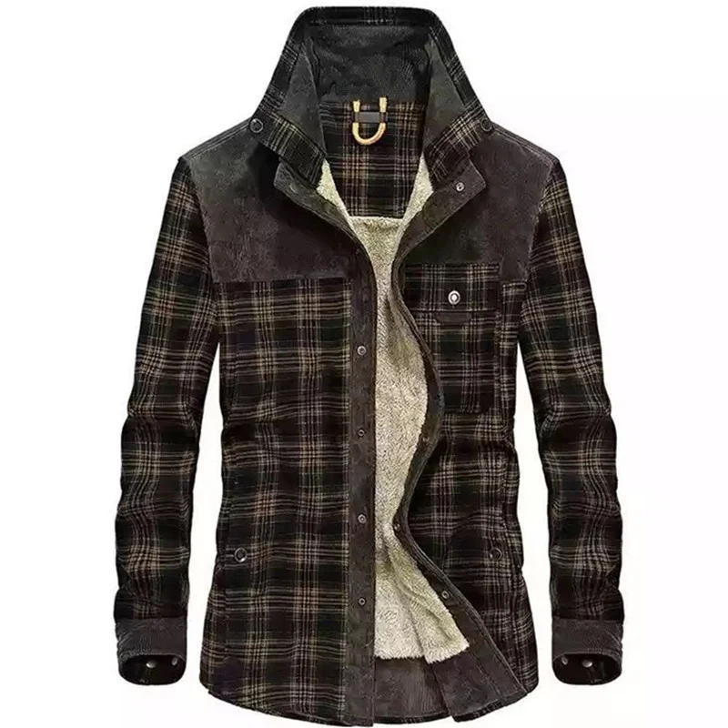 Herren Flanell‑Fieldshirt mit Teddyfleece‑Innenfutter und Velours‑Schulterpartie Drune