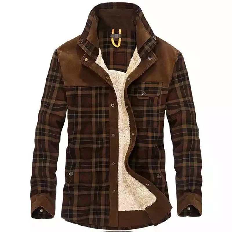 Herren Flanell‑Fieldshirt mit Teddyfleece‑Innenfutter und Velours‑Schulterpartie Drune