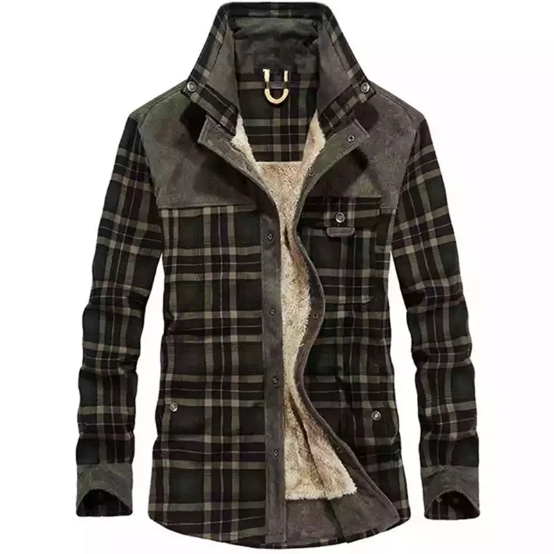 Herren Flanell‑Fieldshirt mit Teddyfleece‑Innenfutter und Velours‑Schulterpartie Drune