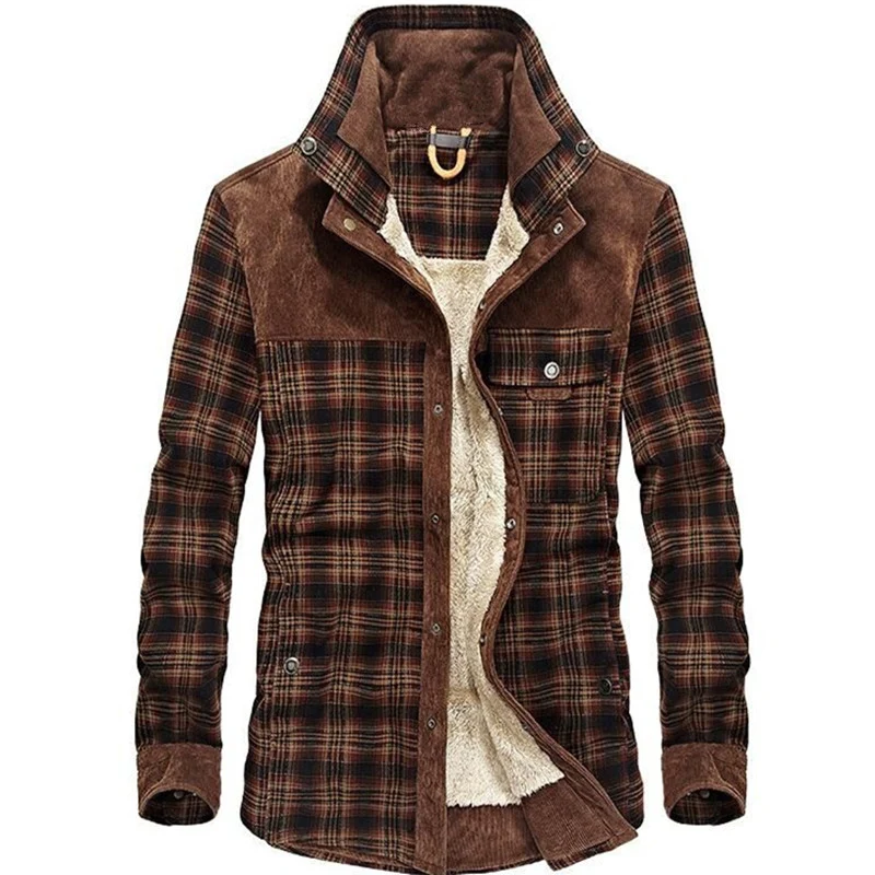 Herren Flanell‑Fieldshirt mit Teddyfleece‑Innenfutter und Velours‑Schulterpartie Drune