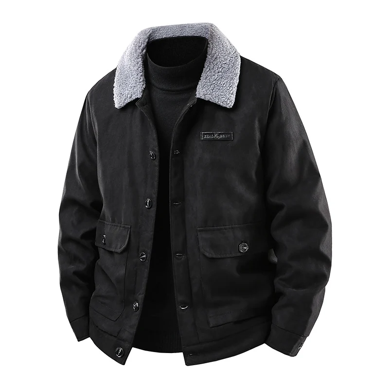 Herren Canvasjacke mit Teddykragen und aufgesetzten Taschen Drune