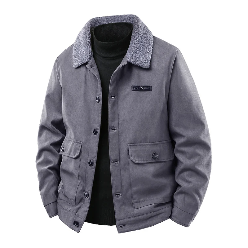 Herren Canvasjacke mit Teddykragen und aufgesetzten Taschen Drune