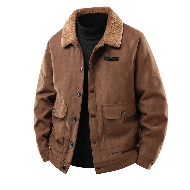 Herren Canvasjacke mit Teddykragen und aufgesetzten Taschen Drune