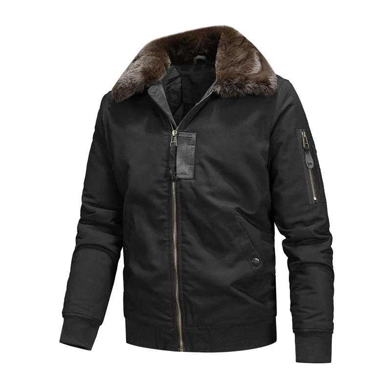 Herren Canvas-Blouson mit Kontrast-Sherpa-Kragen und verdeckten Utility-Taschen Drune