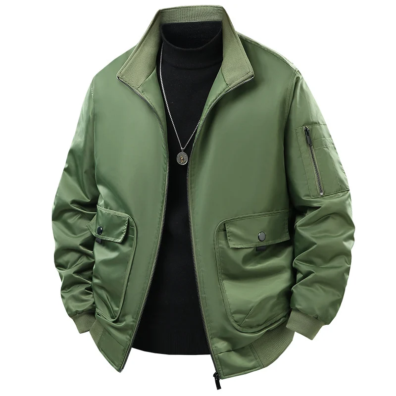 Herren Bomberjacke mit Stehkragen, Utility-Taschen und wattierter Thermoisolierung Drune