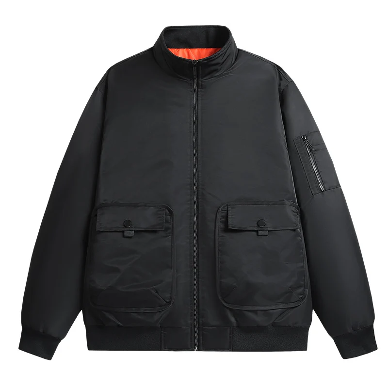 Herren Bomberjacke mit Stehkragen, Utility-Taschen und wattierter Thermoisolierung Drune