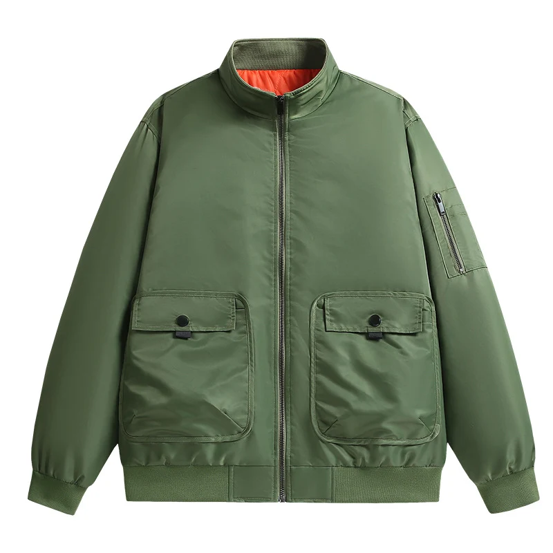 Herren Bomberjacke mit Stehkragen, Utility-Taschen und wattierter Thermoisolierung Drune
