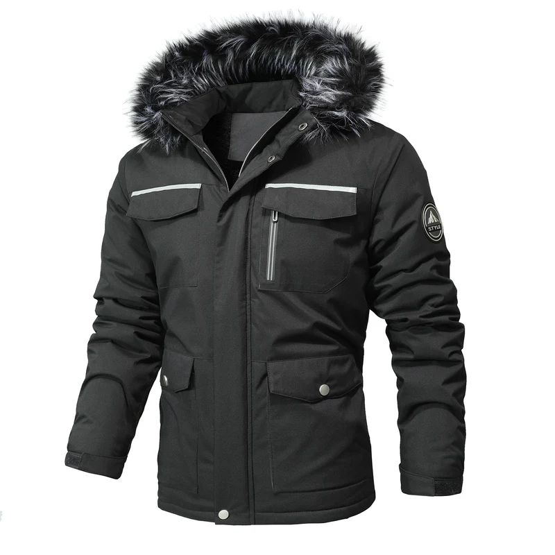 Herren Arctic-Parka mit abnehmbarer Kunstfellkapuze und verstärkten Utility-Taschen Drune