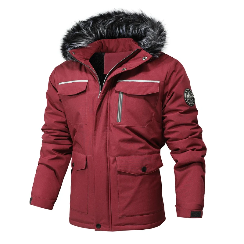 Herren Arctic-Parka mit abnehmbarer Kunstfellkapuze und verstärkten Utility-Taschen Drune