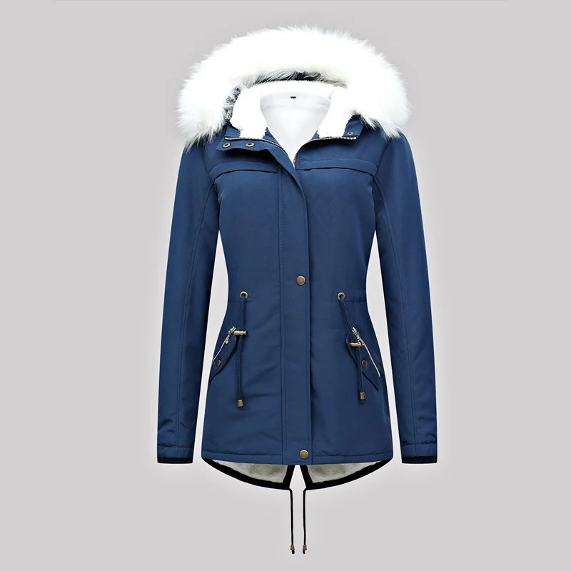 Damen Thermischer Parka mit Kunstfellkapuze und Taillenzug Drune