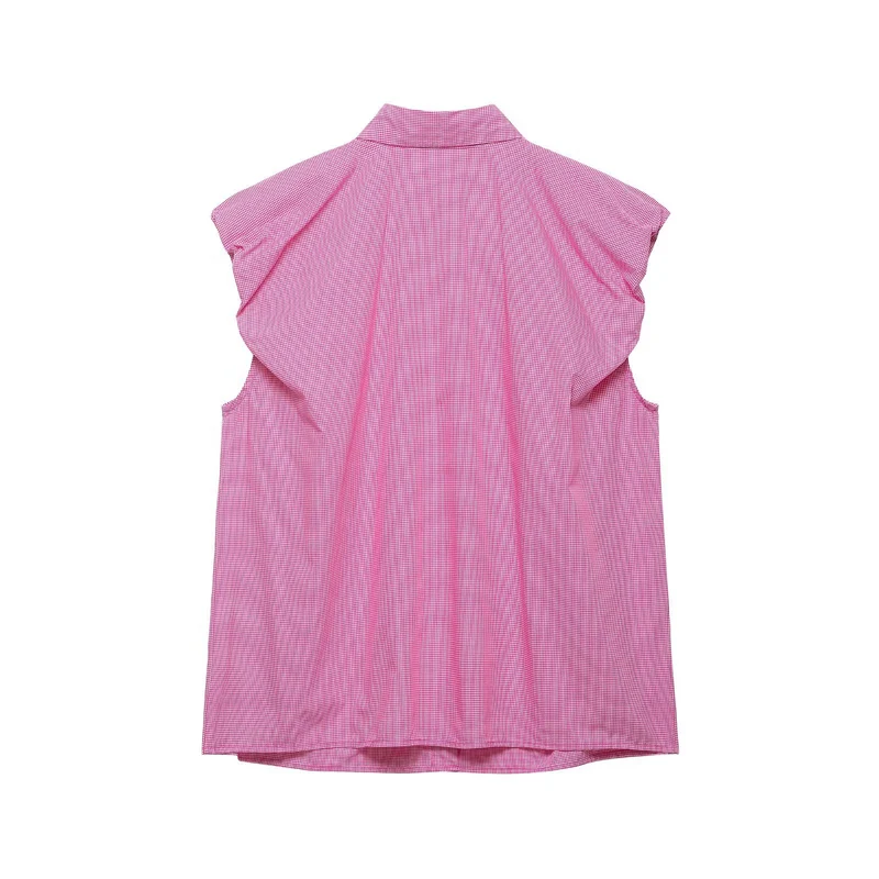 Damen Ärmellose Hemdbluse mit vertikalem Streifenmuster und durchgehender Knopfleiste Drune