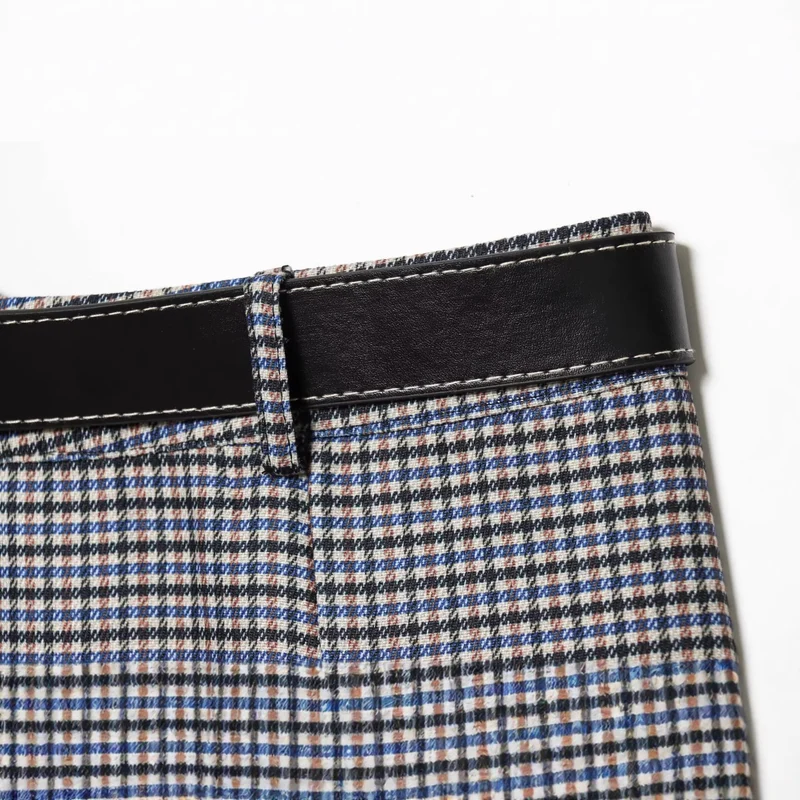 Damen A-Linien Midirock mit hoher Taille und Gürtel Drune