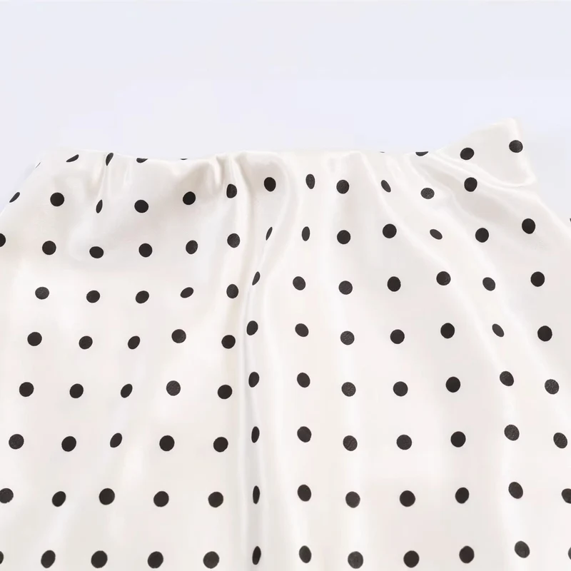 Damen A-Linien-Midirock mit doppellagigem Saum und Polka-Dot-Print Drune