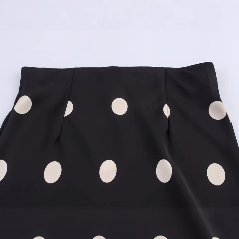 Damen A‑Linien‑Midirock aus Satin mit Pünktchenprint und fließender Silhouette Drune
