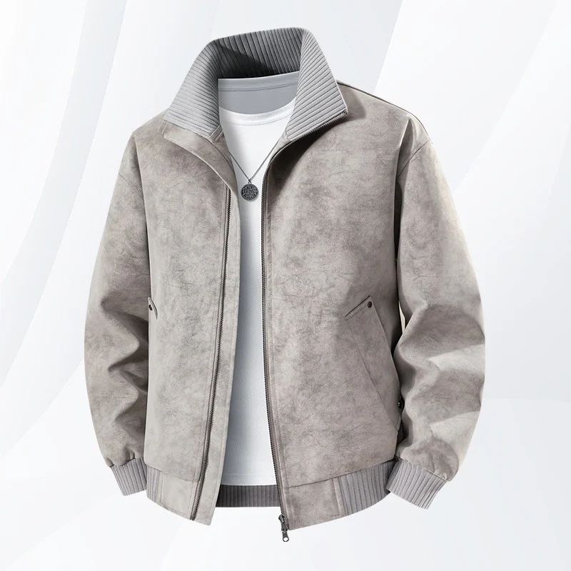 Herren Velours‑Imitat Bomberjacke mit Stehkragen, Thermofutter & Reißverschluss Drune