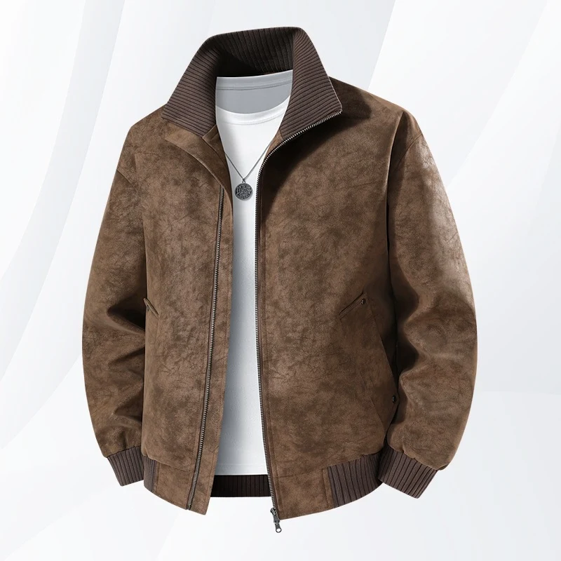 Herren Velours‑Imitat Bomberjacke mit Stehkragen, Thermofutter & Reißverschluss Drune