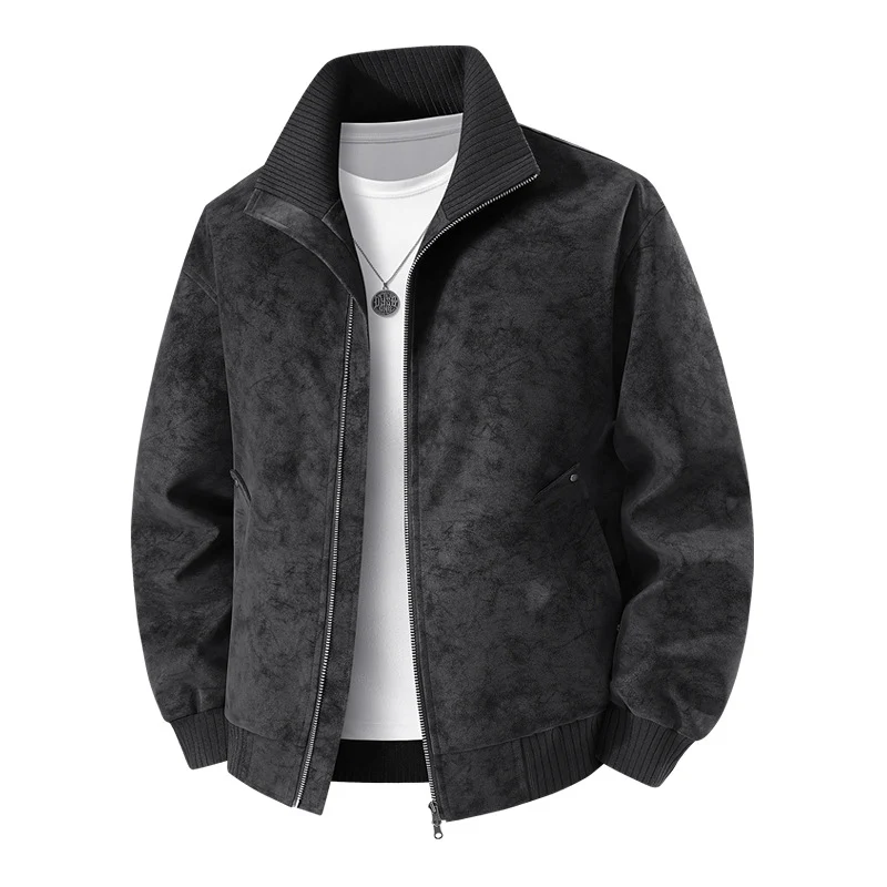 Herren Velours‑Imitat Bomberjacke mit Stehkragen, Thermofutter & Reißverschluss Drune