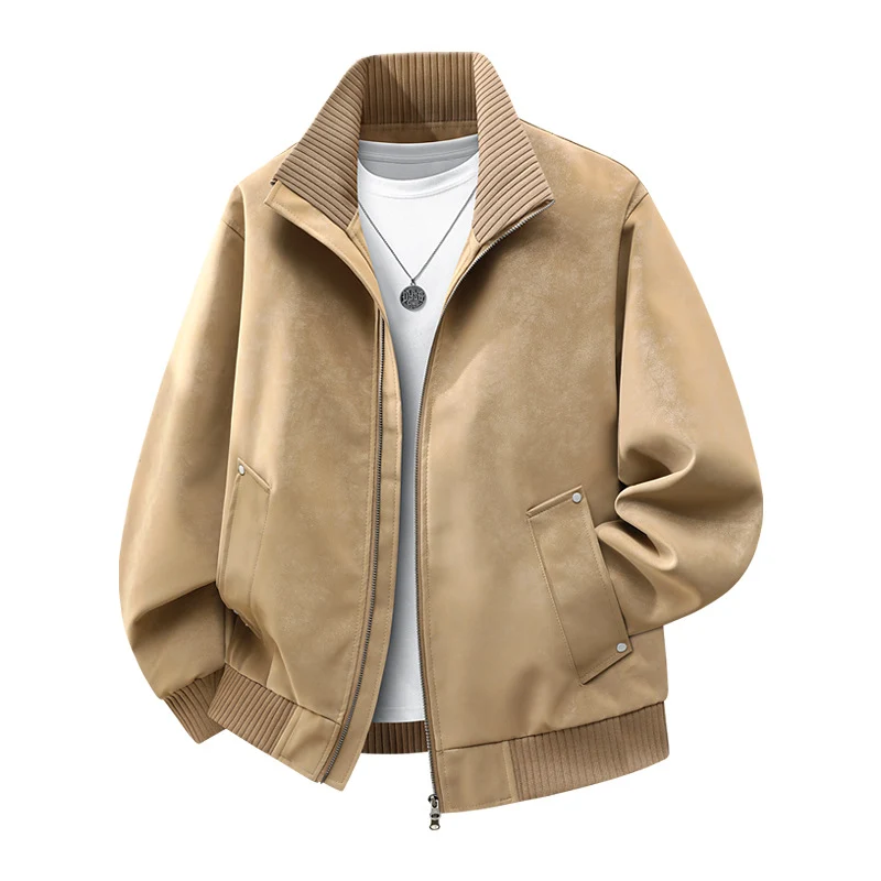 Herren Velours‑Imitat Bomberjacke mit Stehkragen, Thermofutter & Reißverschluss Drune