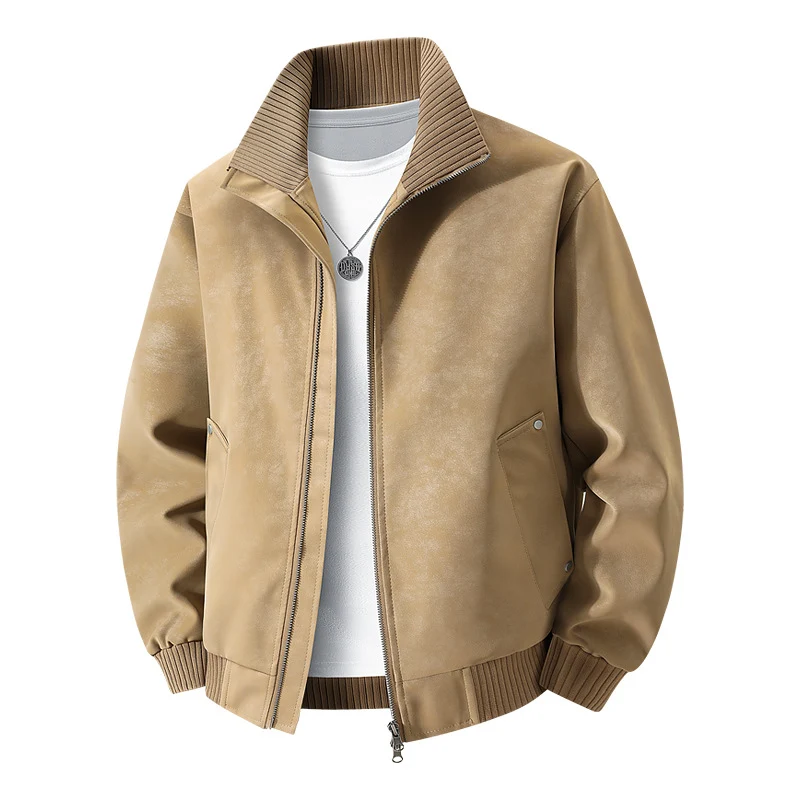 Herren Velours‑Imitat Bomberjacke mit Stehkragen, Thermofutter & Reißverschluss Drune