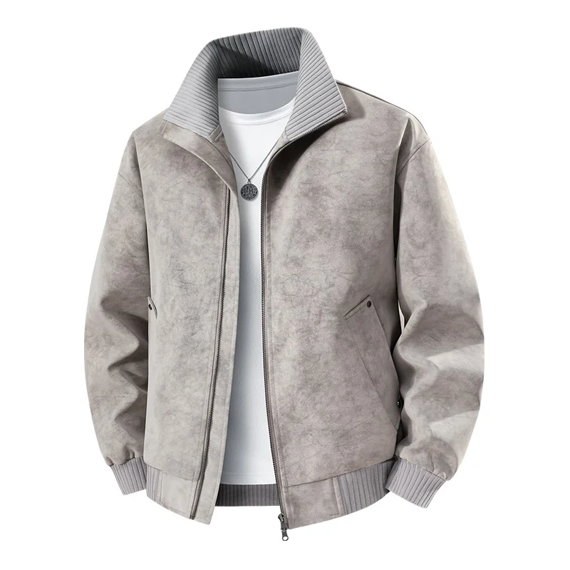 Herren Velours‑Imitat Bomberjacke mit Stehkragen, Thermofutter & Reißverschluss Drune