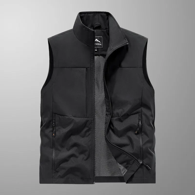 Herren Utility‑Weste mit Multi‑Taschen, Stehkragen & atmungsaktivem Mesh‑Futter Drune