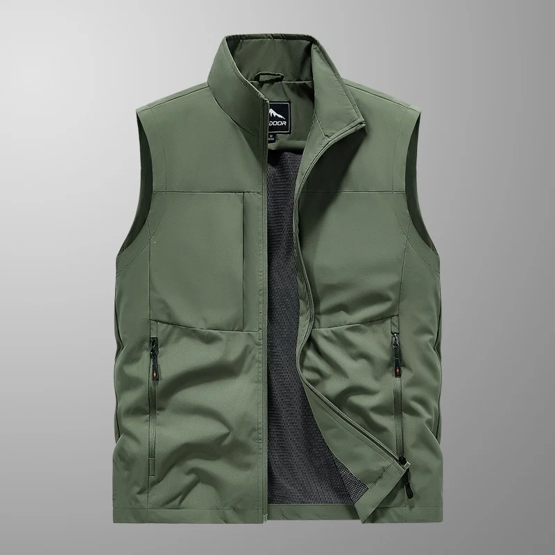 Herren Utility‑Weste mit Multi‑Taschen, Stehkragen & atmungsaktivem Mesh‑Futter Drune
