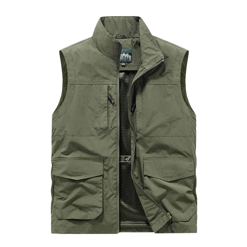 Herren Utility‑Weste mit Multi‑Taschen, Stehkragen & atmungsaktivem Mesh‑Futter Drune