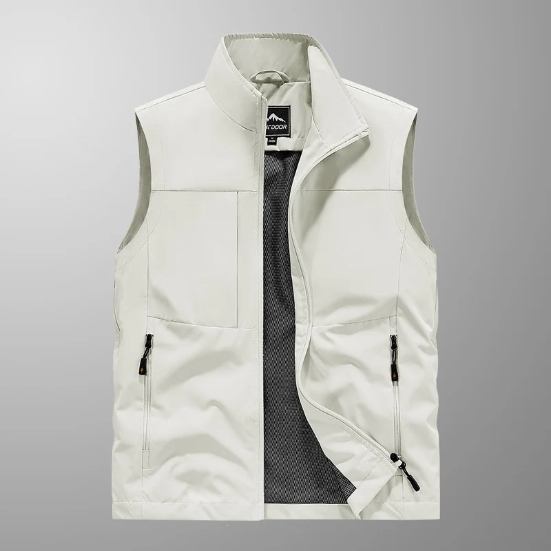 Herren Utility‑Weste mit Multi‑Taschen, Stehkragen & atmungsaktivem Mesh‑Futter Drune