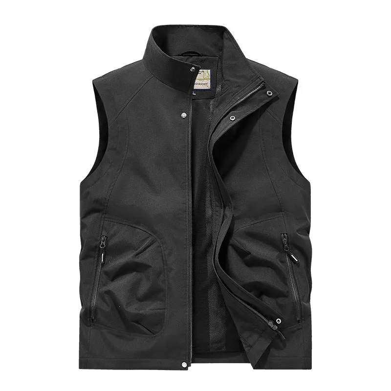 Herren Utility Softshell Weste mit hohem Stehkragen, Reißverschluss & Multifunktions-Taschen Drune