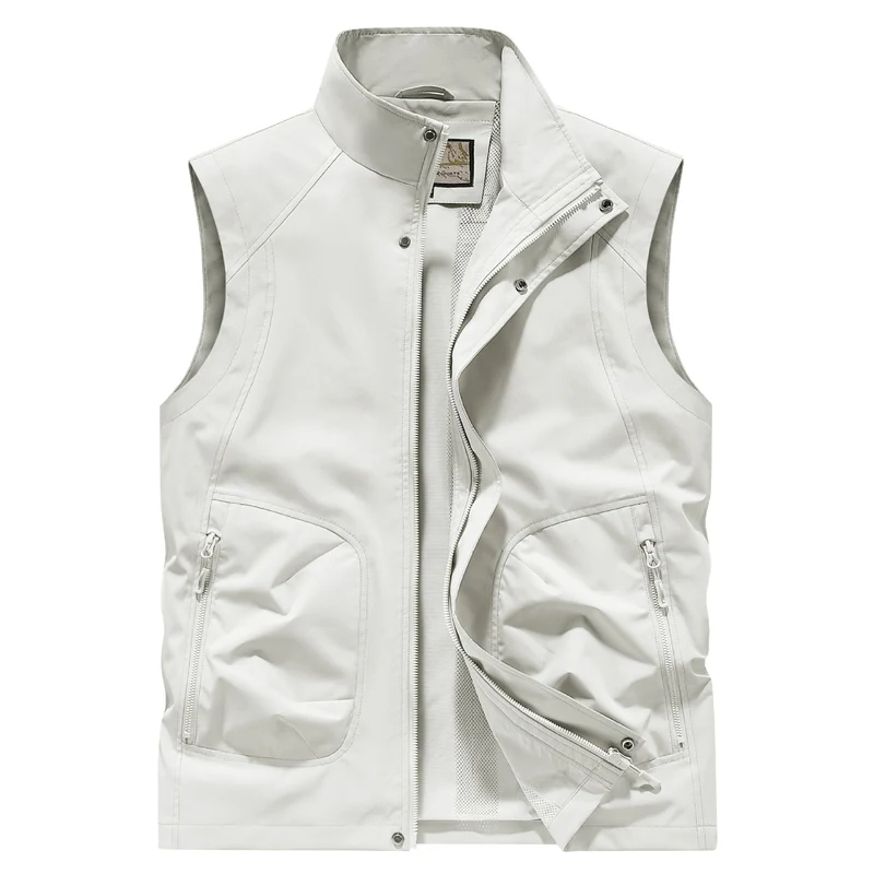Herren Utility Softshell Weste mit hohem Stehkragen, Reißverschluss & Multifunktions-Taschen Drune