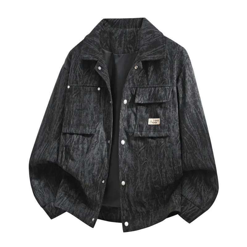Herren Utility-Overshirt aus Vintage-Optik mit Druckknopfleiste, Pattentaschen & gebürsteter Struktur Drune
