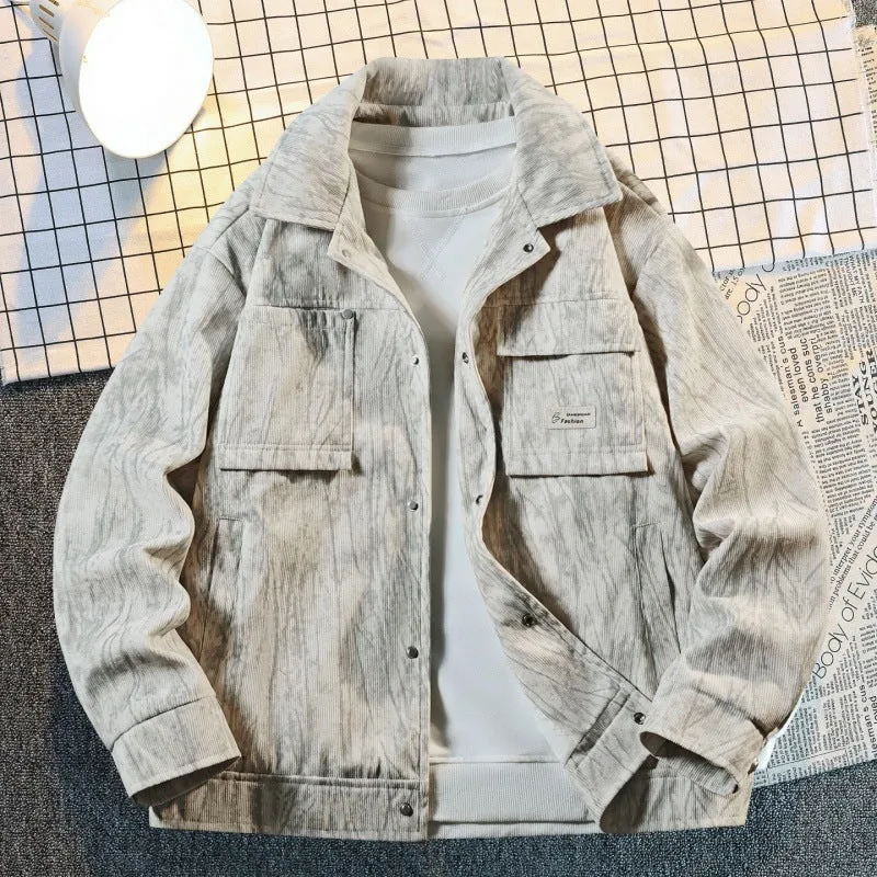 Herren Utility-Overshirt aus Vintage-Optik mit Druckknopfleiste, Pattentaschen & gebürsteter Struktur Drune