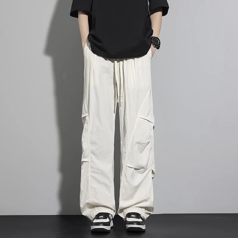 Herren Utility-Cargo-Loungehose mit Tunnelzugbund, Mehrfachtaschen & weitem Bein Drune