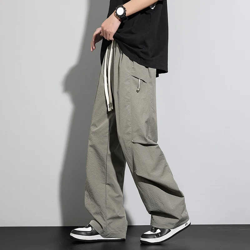 Herren Utility-Cargo-Loungehose mit Tunnelzugbund, Mehrfachtaschen & weitem Bein Drune