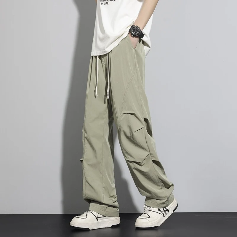Herren Utility-Cargo-Loungehose mit Tunnelzugbund, Mehrfachtaschen & weitem Bein Drune